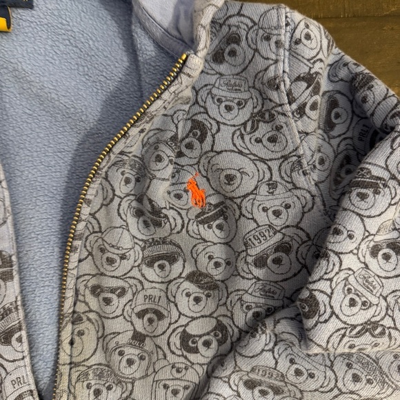 Polo Ralph Lauren Kids Bear Print Hoodie Size 6 - Pre-Owned Good Condition - Picture 3 of 5